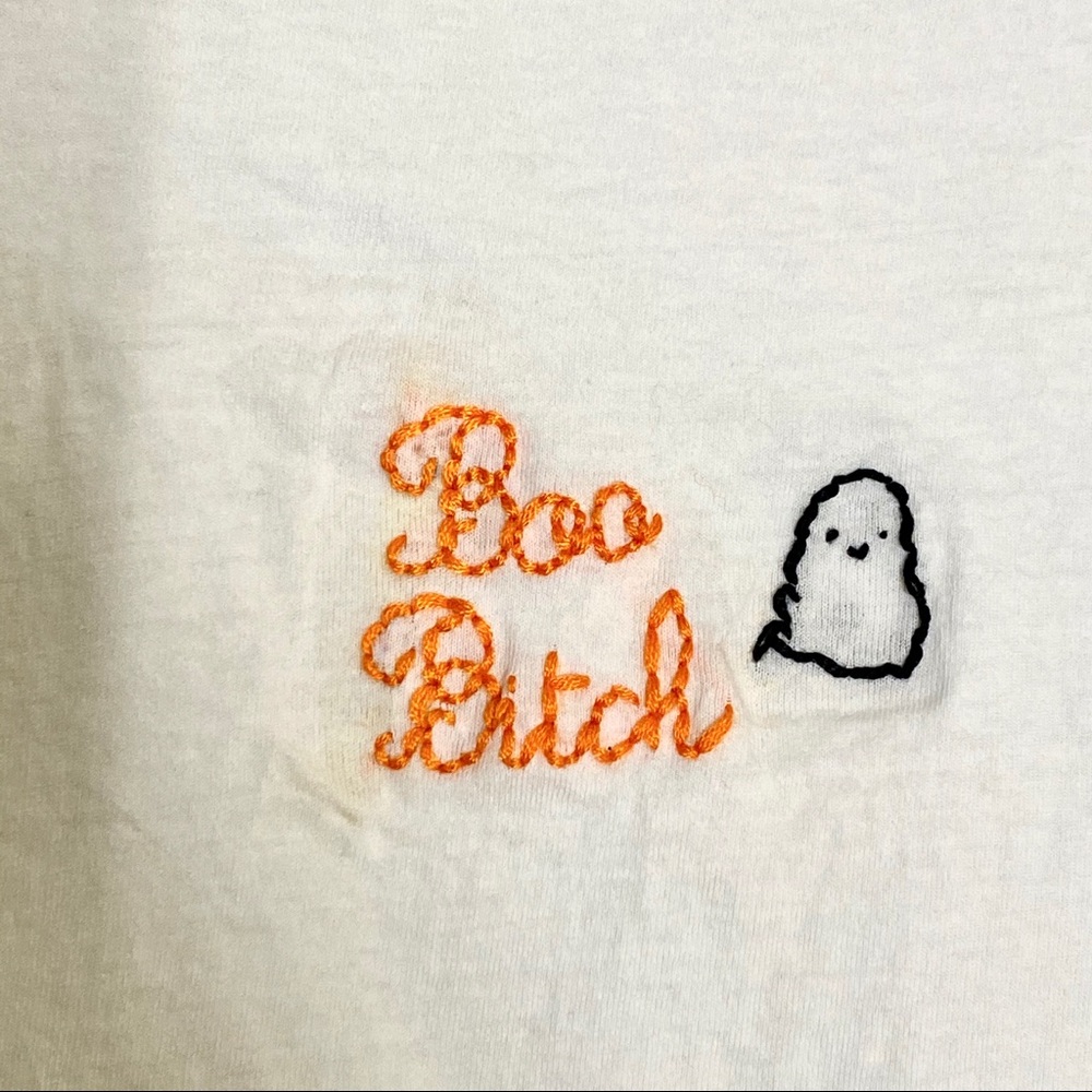 Halloween Boo Handmade Embroidered Tee - Picture 5 of 7